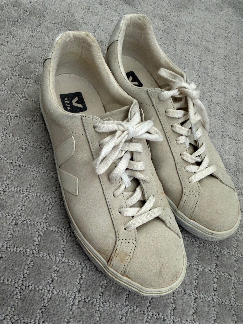 Veja Cream Suede Low-Top Sneakers